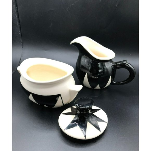 Hand-Painted Cream & Sugar, Robert Reid UTE Mountain Ute Tribe Pottery - Picture 3 of 7